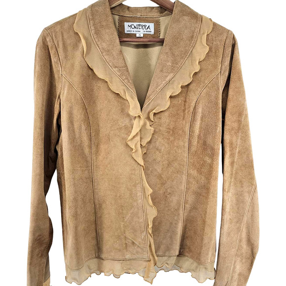 Monterra Jackets & Blazers - Monterra Suede Leather Jacket Tan Small